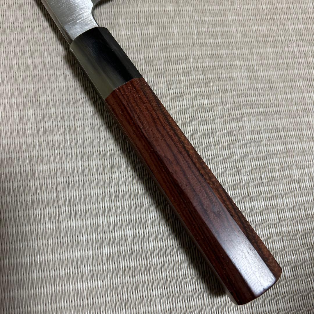 本焼　剥き包丁　白一鋼　佑成　ムキモノ　和包丁　薄刃　紫檀黒水牛八角柄