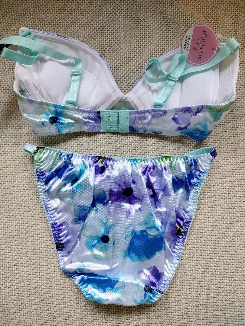 D65Mブラとショーツセット（ブルー）