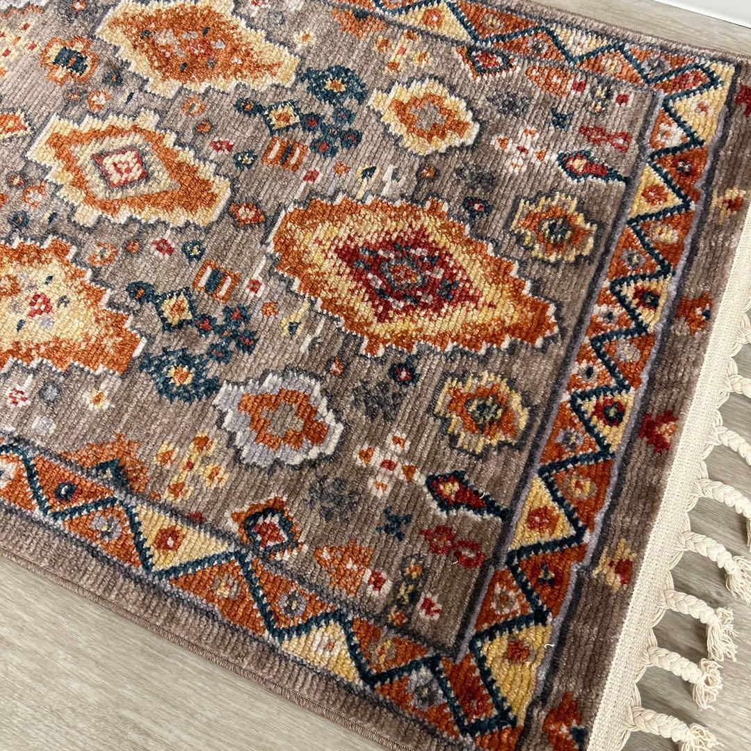 新品☆玄関マット ヴィンテージ風 ラグ キリム柄 ウィルトンラグ カーペット