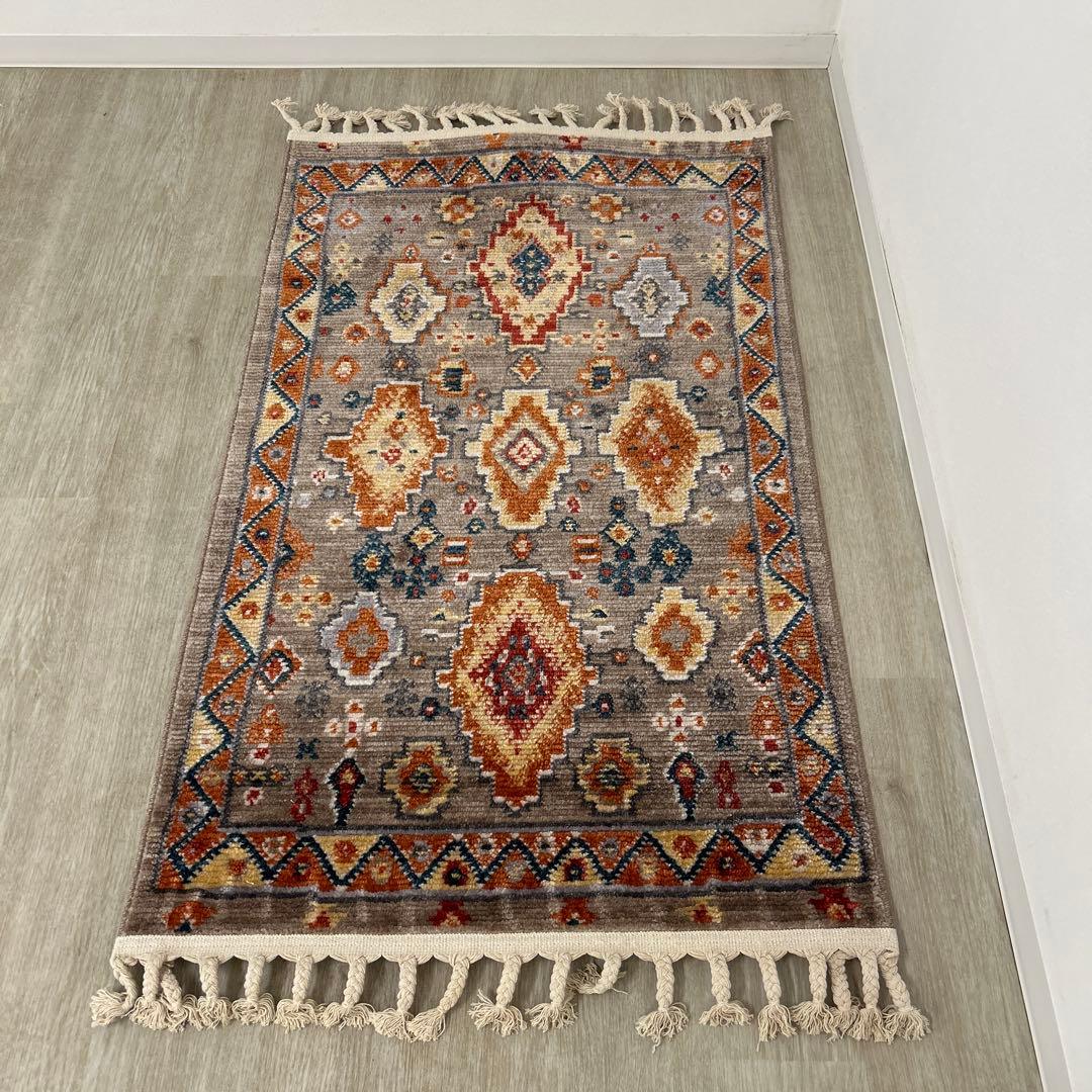 新品☆玄関マット ヴィンテージ風 ラグ キリム柄 ウィルトンラグ カーペット