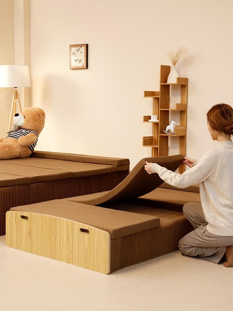 ペーパー折りたたみベッド幅80㎝高さ16㎝組立不要 マットレス付き 一人暮らし