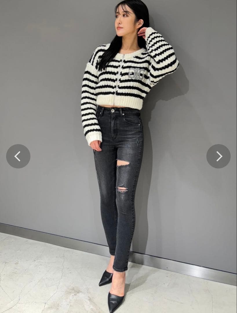 GYDA ハイウエストthigh highダメージデニムパンツ ジェイダサイハイ