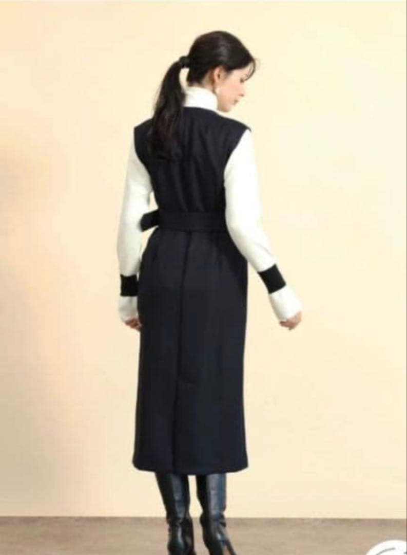 FENNEL ベルト付きロングジレワンピース 黒