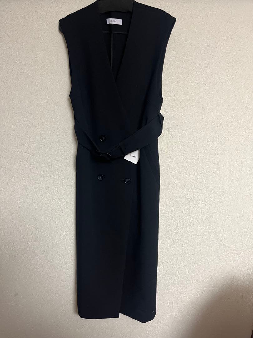 FENNEL ベルト付きロングジレワンピース 黒