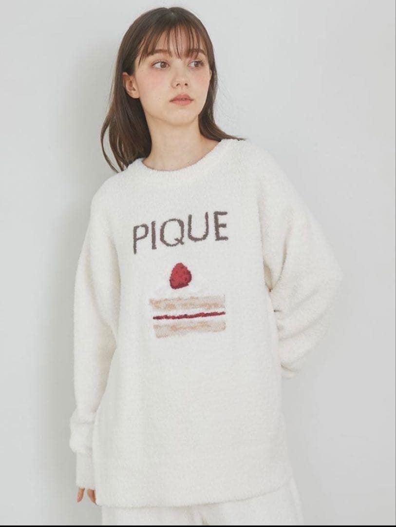 ジェラートピケ ♡ ベビモコ ケーキ柄 ジャガードプルオーバー オフホワイト新品