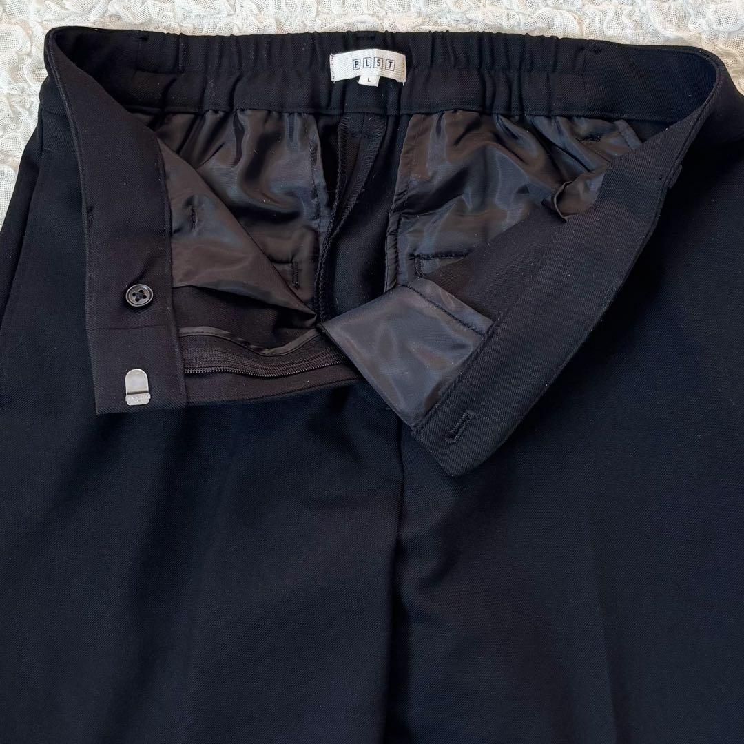 プラステ＊ノーカラージャケット パンツスーツ セットアップ ブラックM L