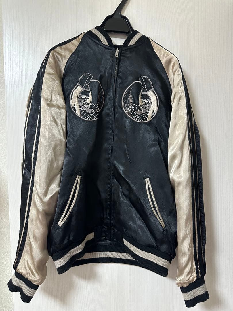 【未使用・美品】花旅楽団 スカジャン SSJ-002 白拍子 髑髏 リバーシブル