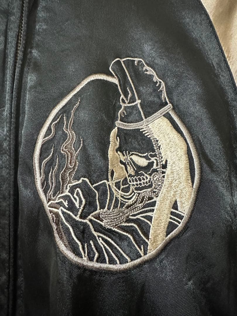 【未使用・美品】花旅楽団 スカジャン SSJ-002 白拍子 髑髏 リバーシブル