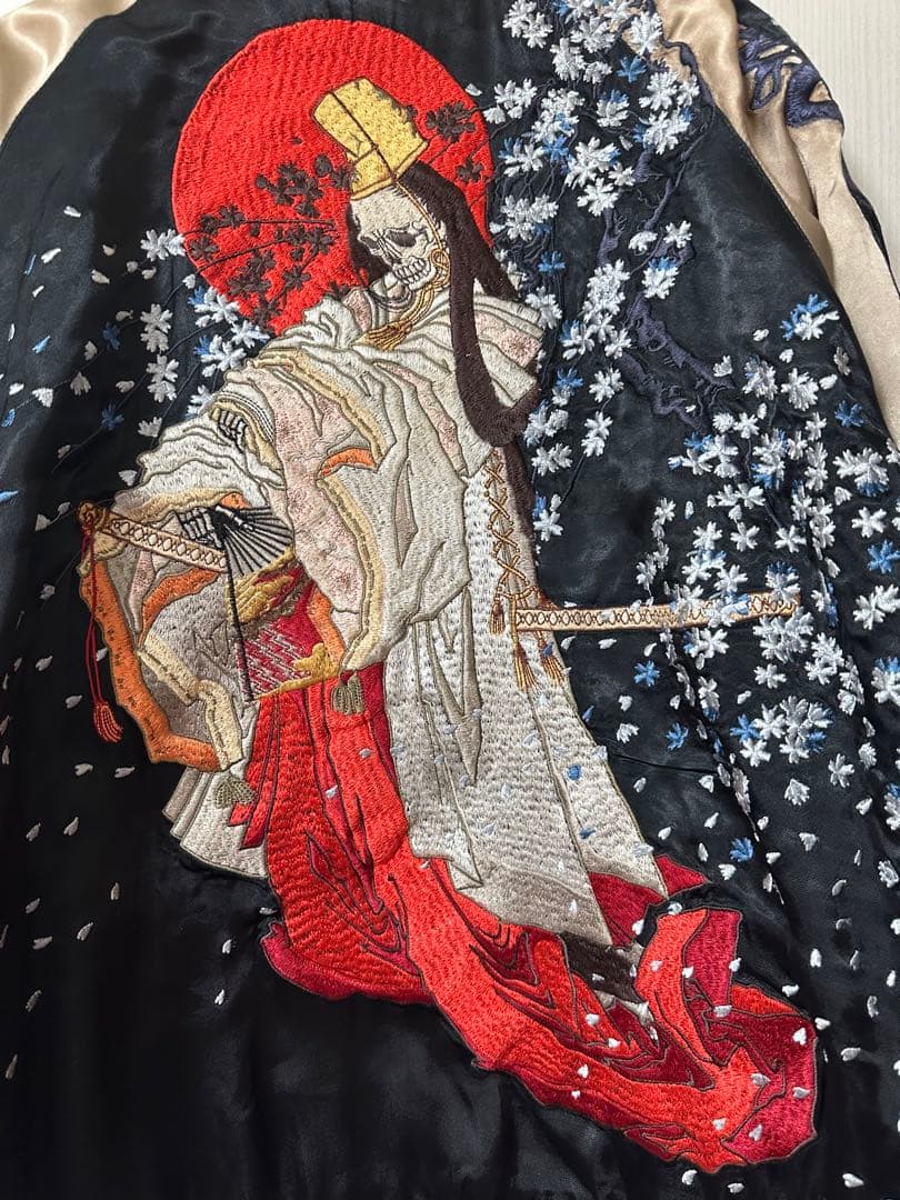 【未使用・美品】花旅楽団 スカジャン SSJ-002 白拍子 髑髏 リバーシブル