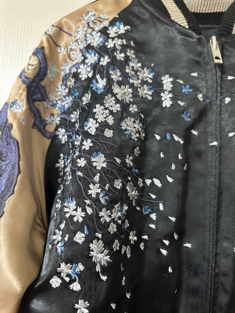 【未使用・美品】花旅楽団 スカジャン SSJ-002 白拍子 髑髏 リバーシブル