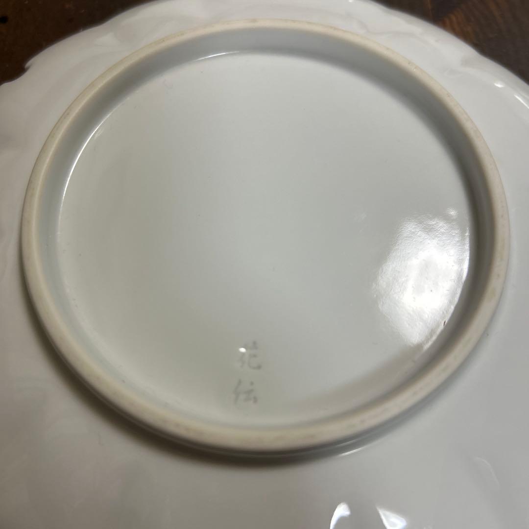 有田焼 白磁　彫雪月花文　花伝作　銘々皿　４枚