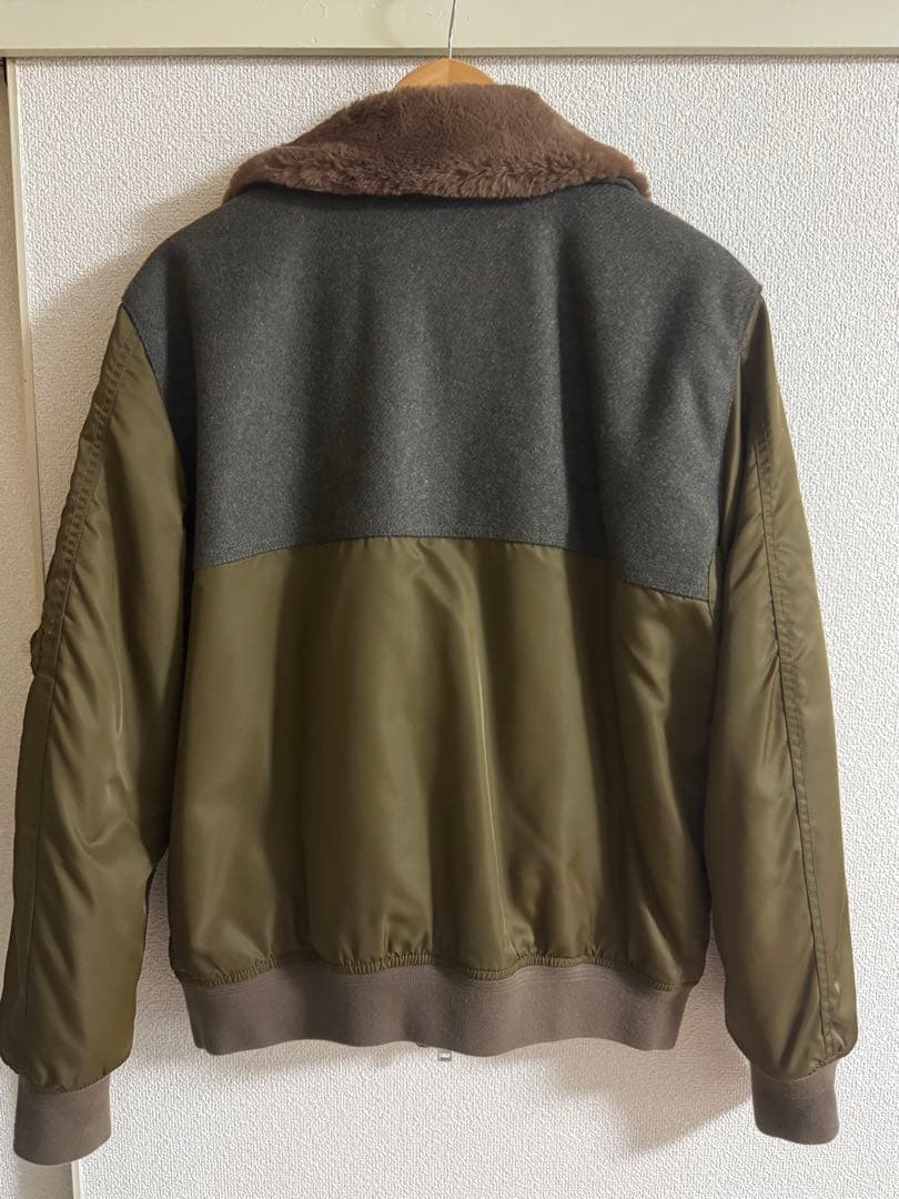 DIESEL フライトジャケット MA-1 ボア襟 ウール切替 オリーブ M