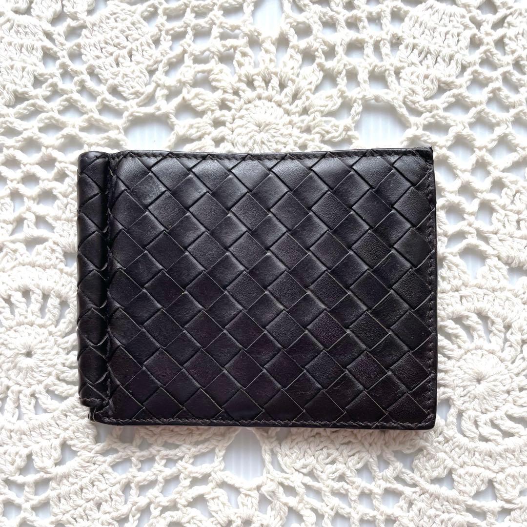 美品　ヴォッテガヴェネタ　マネークリップ　イントレチャート　ダークブラウン