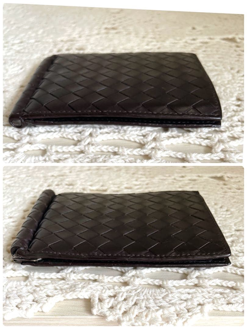 美品　ヴォッテガヴェネタ　マネークリップ　イントレチャート　ダークブラウン