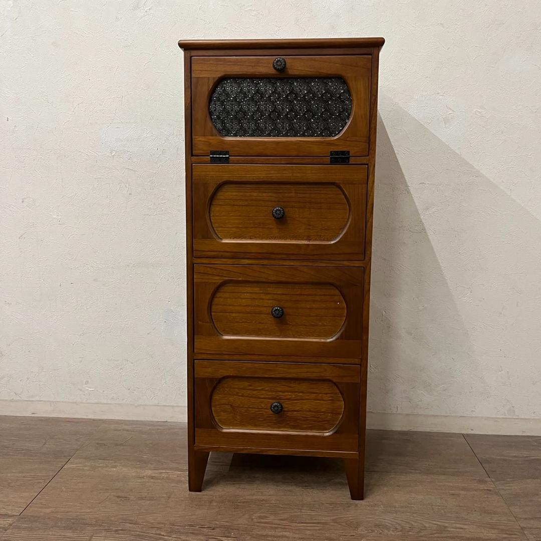 アンティーク調　擦りガラス　チェスト　 キャビネット