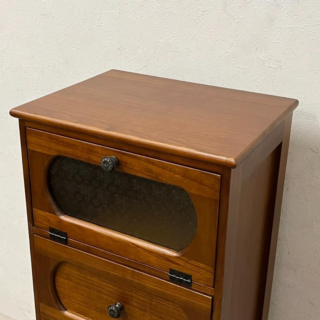 アンティーク調　擦りガラス　チェスト　 キャビネット