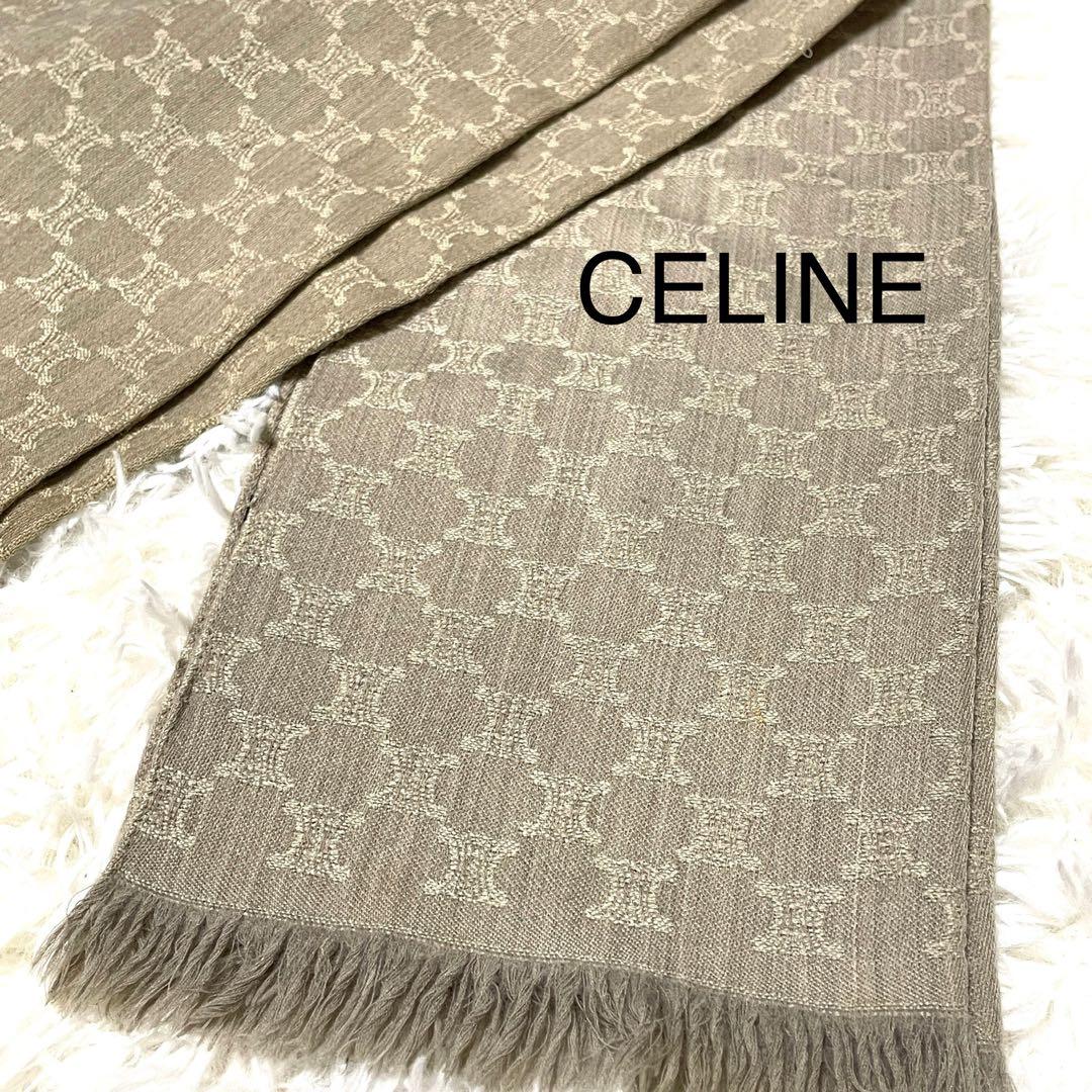 CELINEウールストール　マフラー　マカダム柄