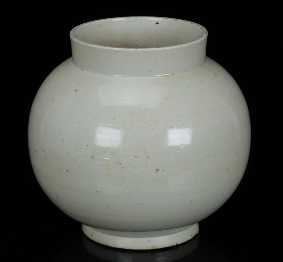 メ*ー様 李朝白磁丸壺 李朝白磁壺 中国美術 骨董品 李朝 花瓶 朝鮮 李朝 白
