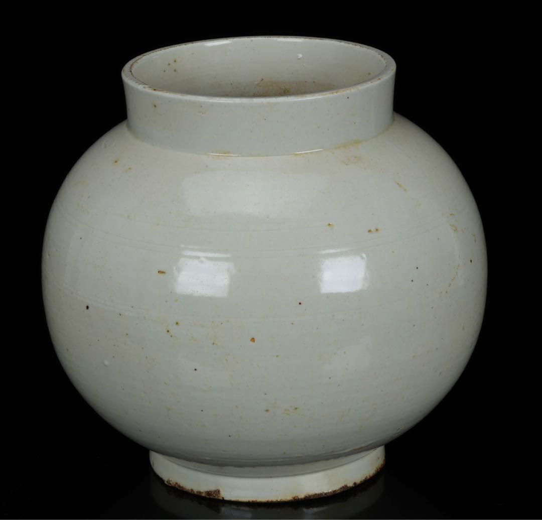 メ*ー様 李朝白磁丸壺 李朝白磁壺 中国美術 骨董品 李朝 花瓶 朝鮮 李朝 白