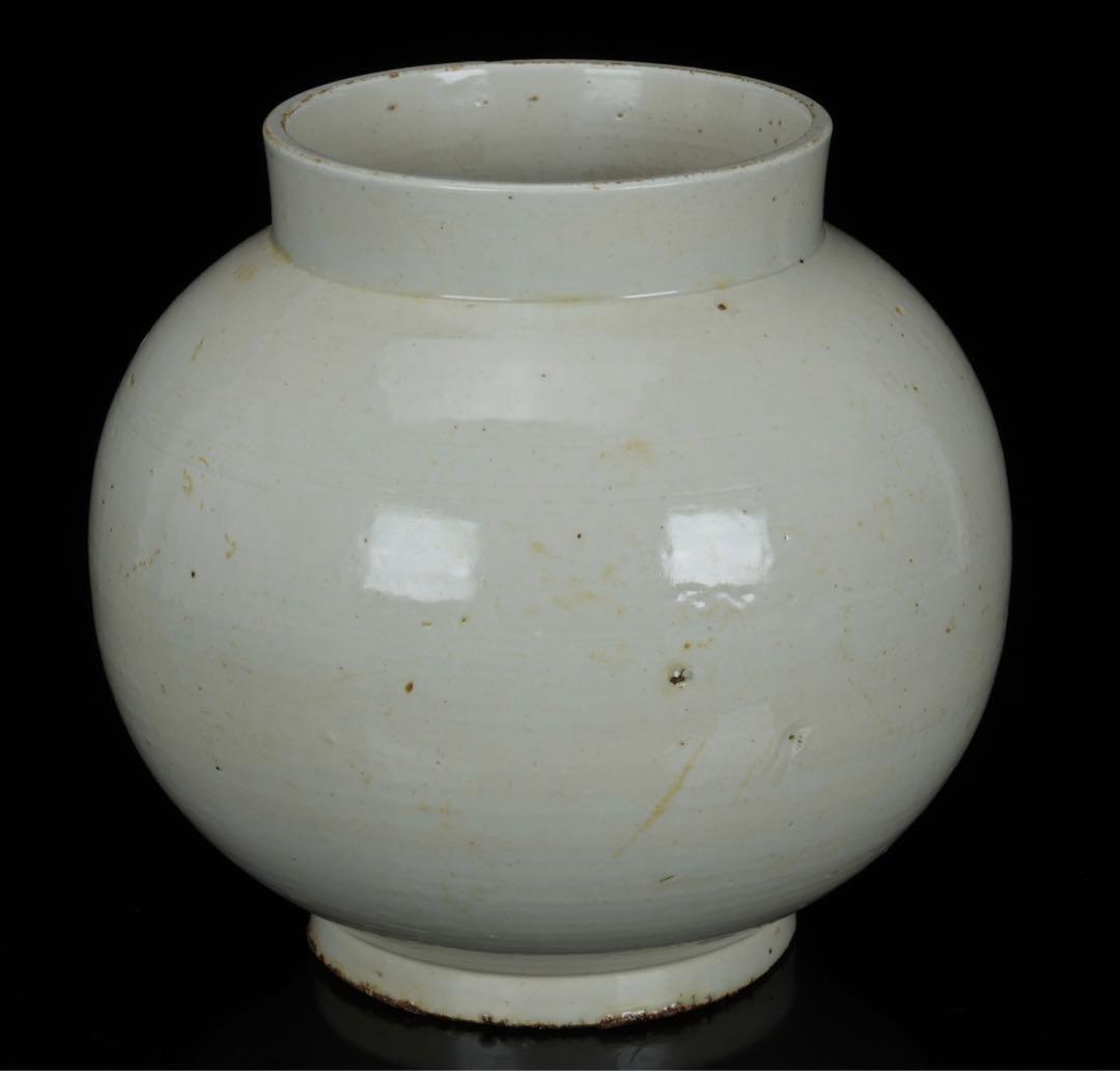 メ*ー様 李朝白磁丸壺 李朝白磁壺 中国美術 骨董品 李朝 花瓶 朝鮮 李朝 白