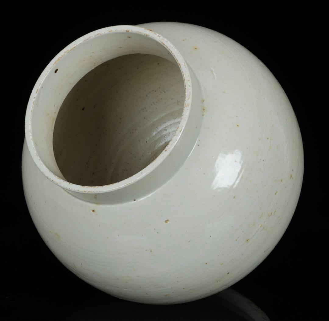 メ*ー様 李朝白磁丸壺 李朝白磁壺 中国美術 骨董品 李朝 花瓶 朝鮮 李朝 白