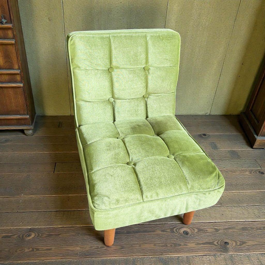 1人掛け ローソファ グリーン ファブリックチェア