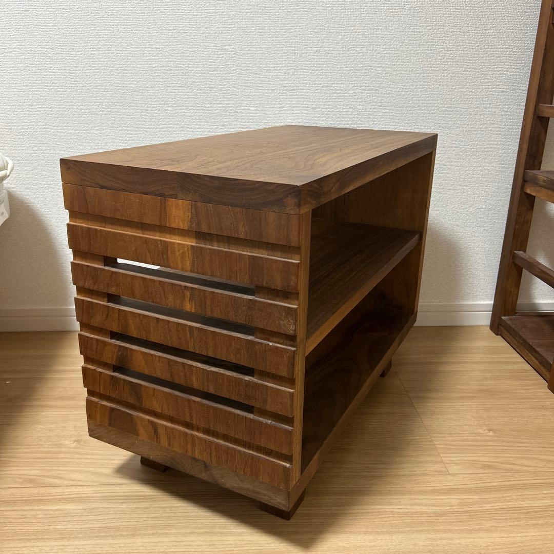 木製サイドテーブル チーク材　ナイトテーブル　テレビボード　無垢材