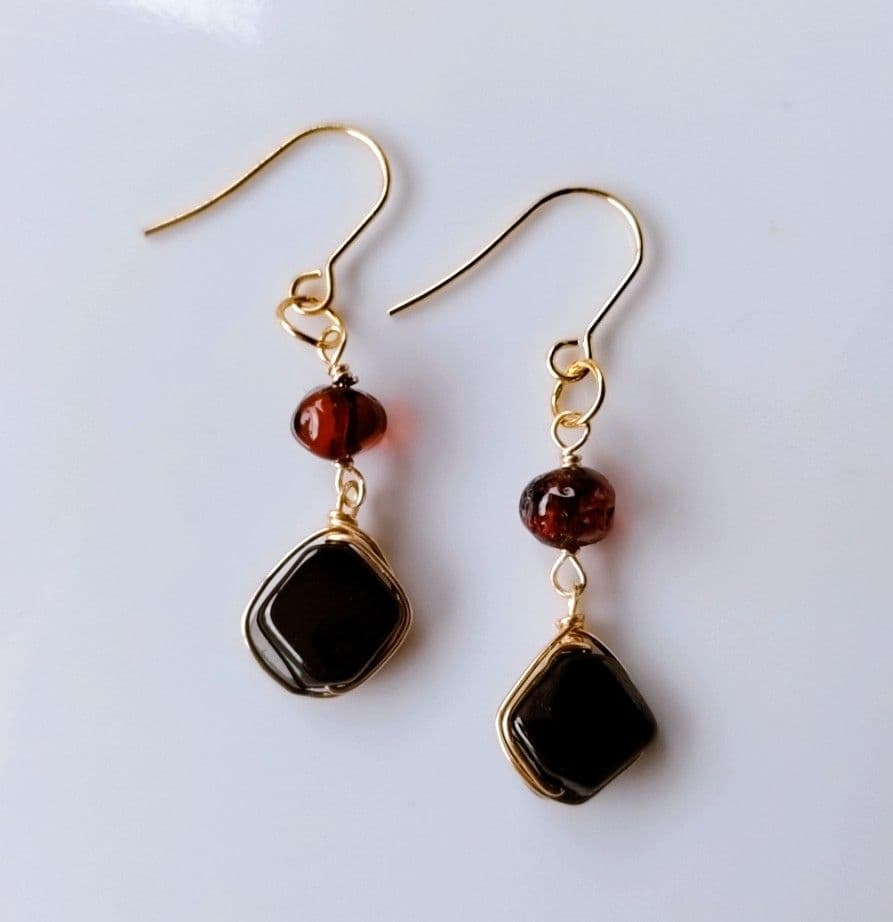 Kgf14 希少 天然 リトアニア産 バルティックアンバー シェリー ピアス