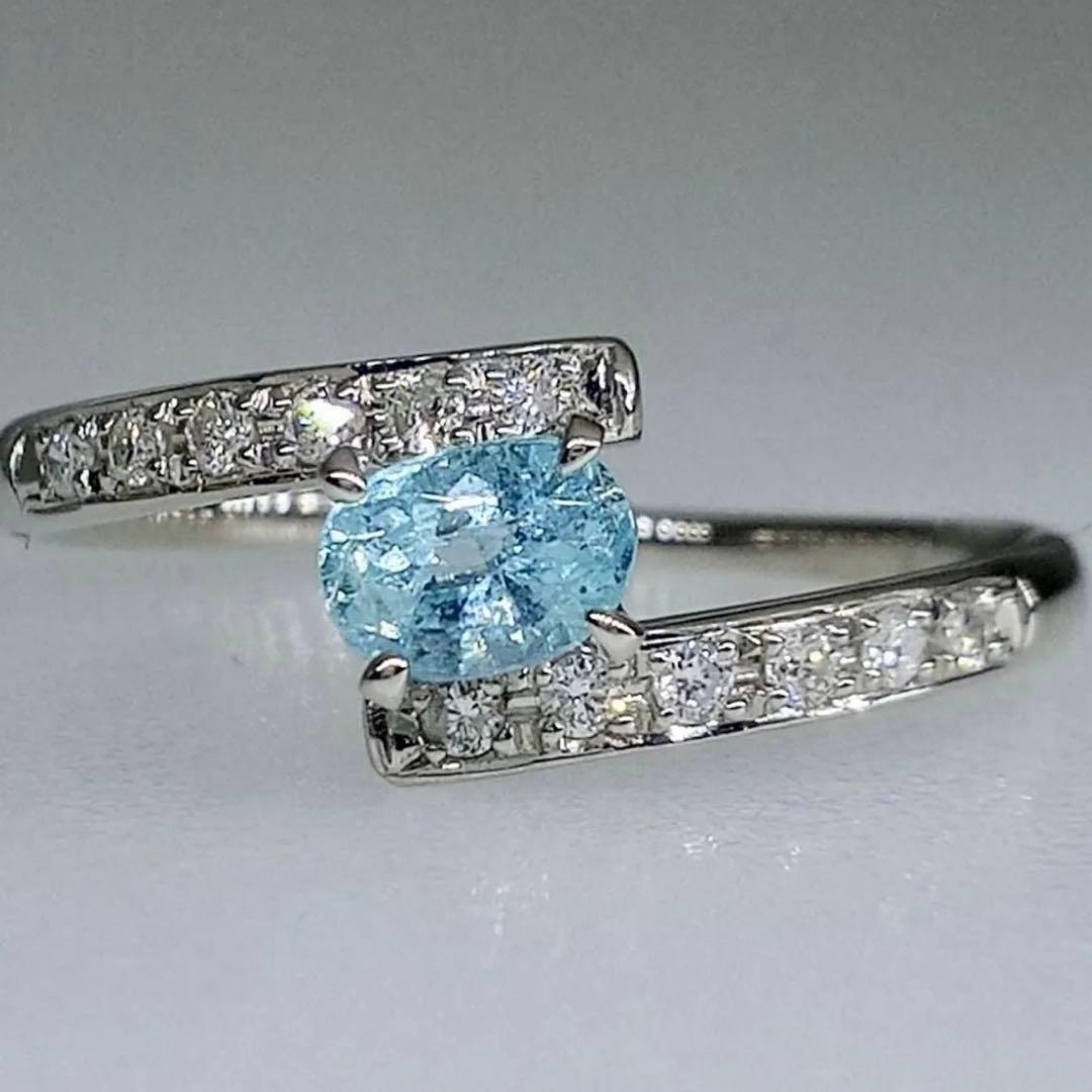 h*o様 pt900 世界三大希少石パライバトルマリン＆天然ダイヤモンドリング