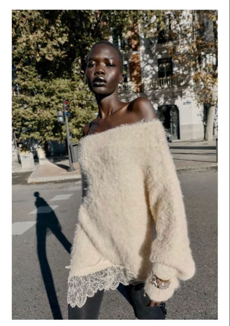 ZARA ザラ レースコンビニットセーター Ｍ