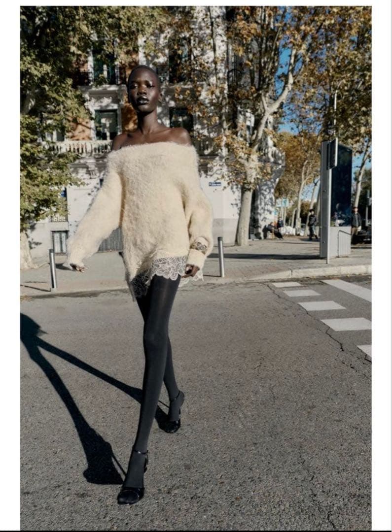 ZARA ザラ レースコンビニットセーター Ｍ