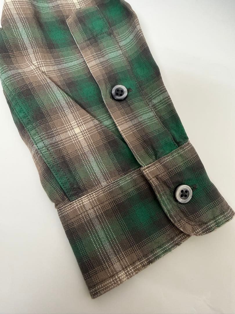 RRL（ダブルアールエル）オンブレチェック オープンカラーシャツ