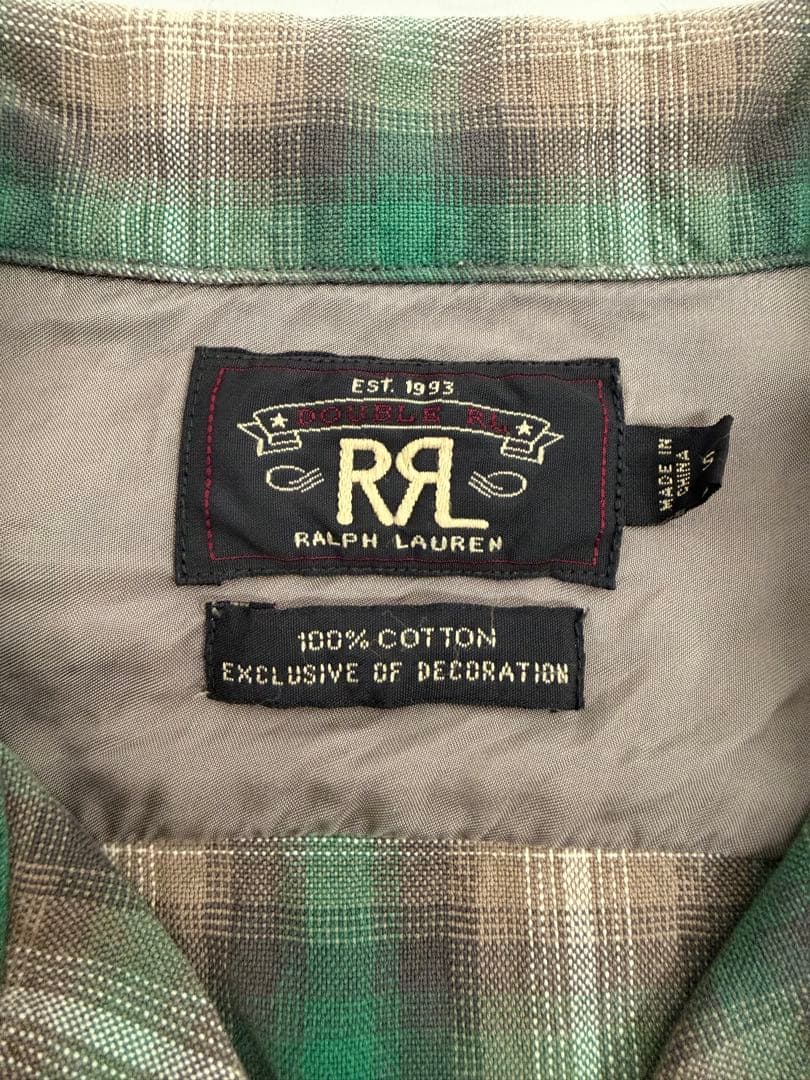 RRL（ダブルアールエル）オンブレチェック オープンカラーシャツ