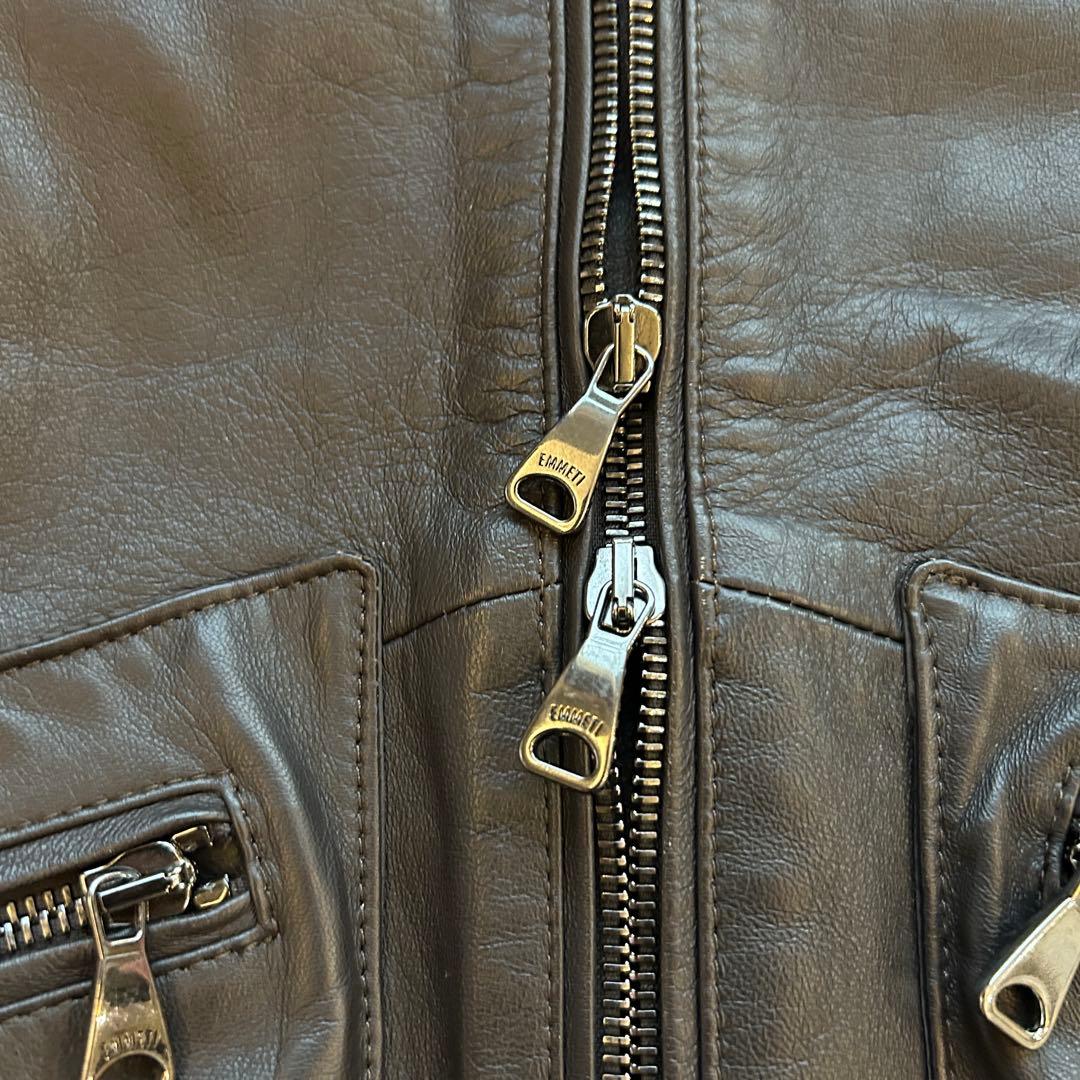 未使用級 EMMETI エンメティ レザージャケット 羊革 イタリア製 ブルゾン