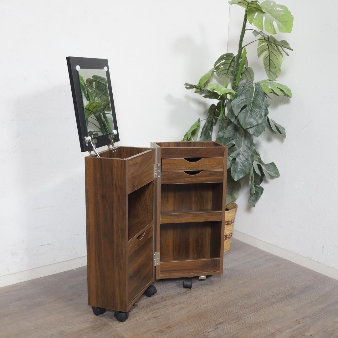 【新品・未使用】 コスメワゴン　ミラー付き　コスメボックス　完成品