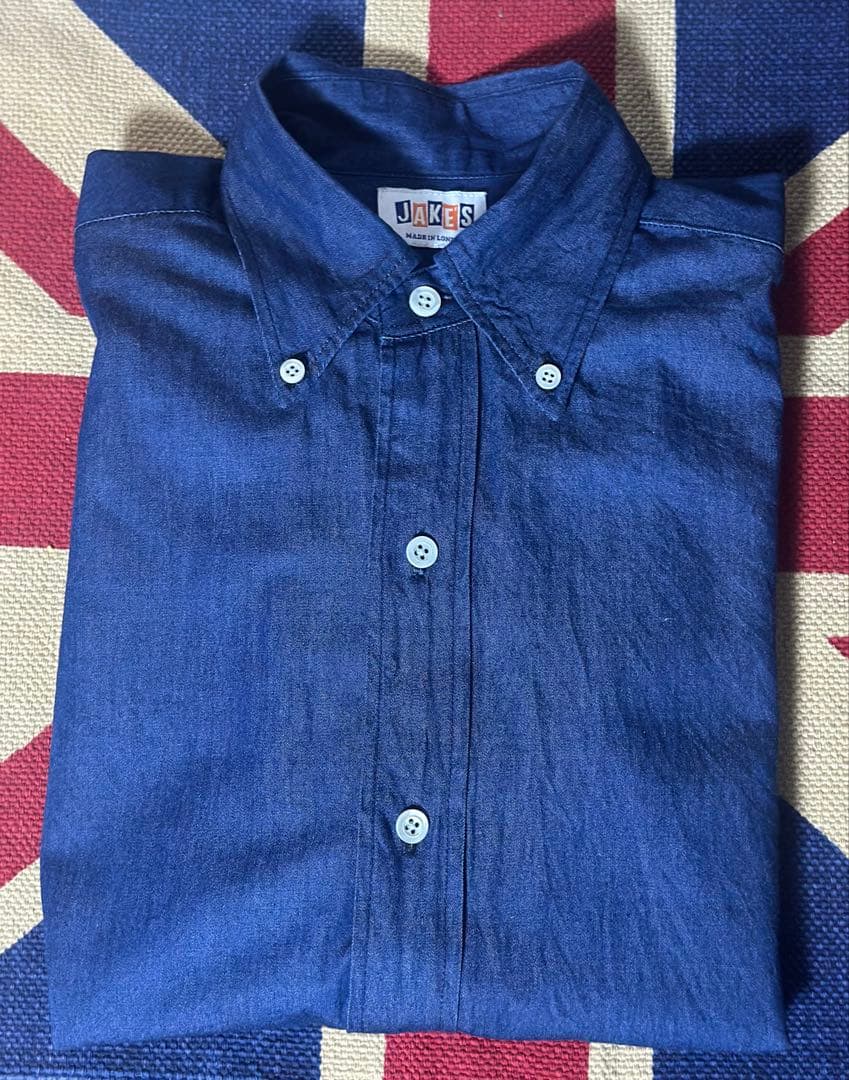【英国製】Jake's デニムシャンブレー ボタンダウンシャツ 長袖