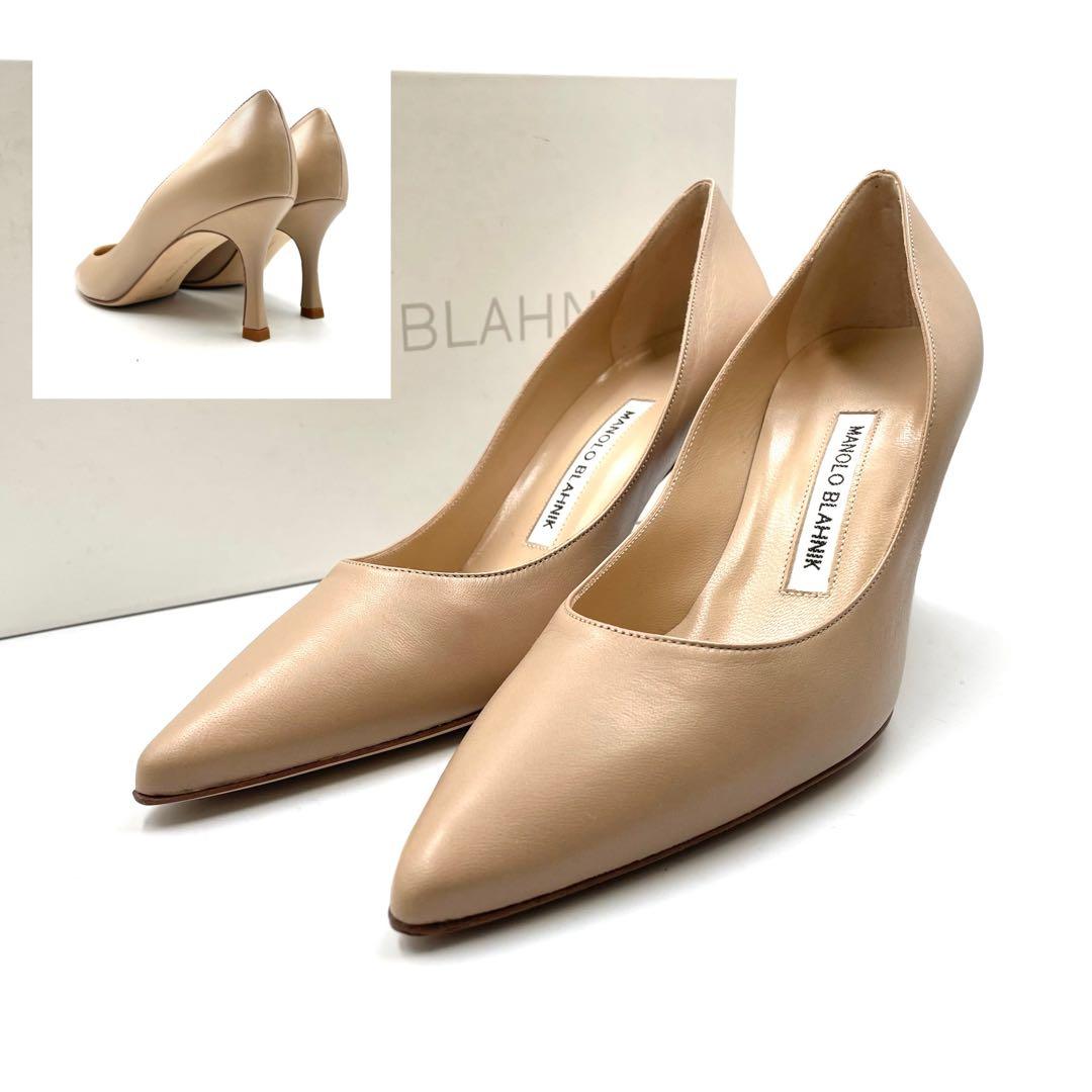 《未使用品》 マノロブラニク パンプス 本革 レザー ベージュ系 36 付属あり
