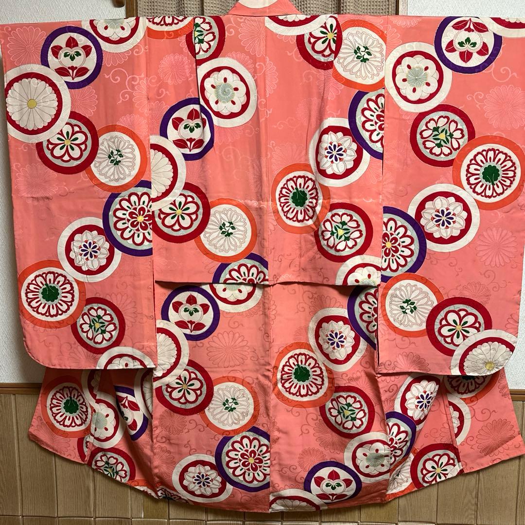 七五三　7歳　アンティーク正絹着物　正絹袋帯　長襦袢　小物セット