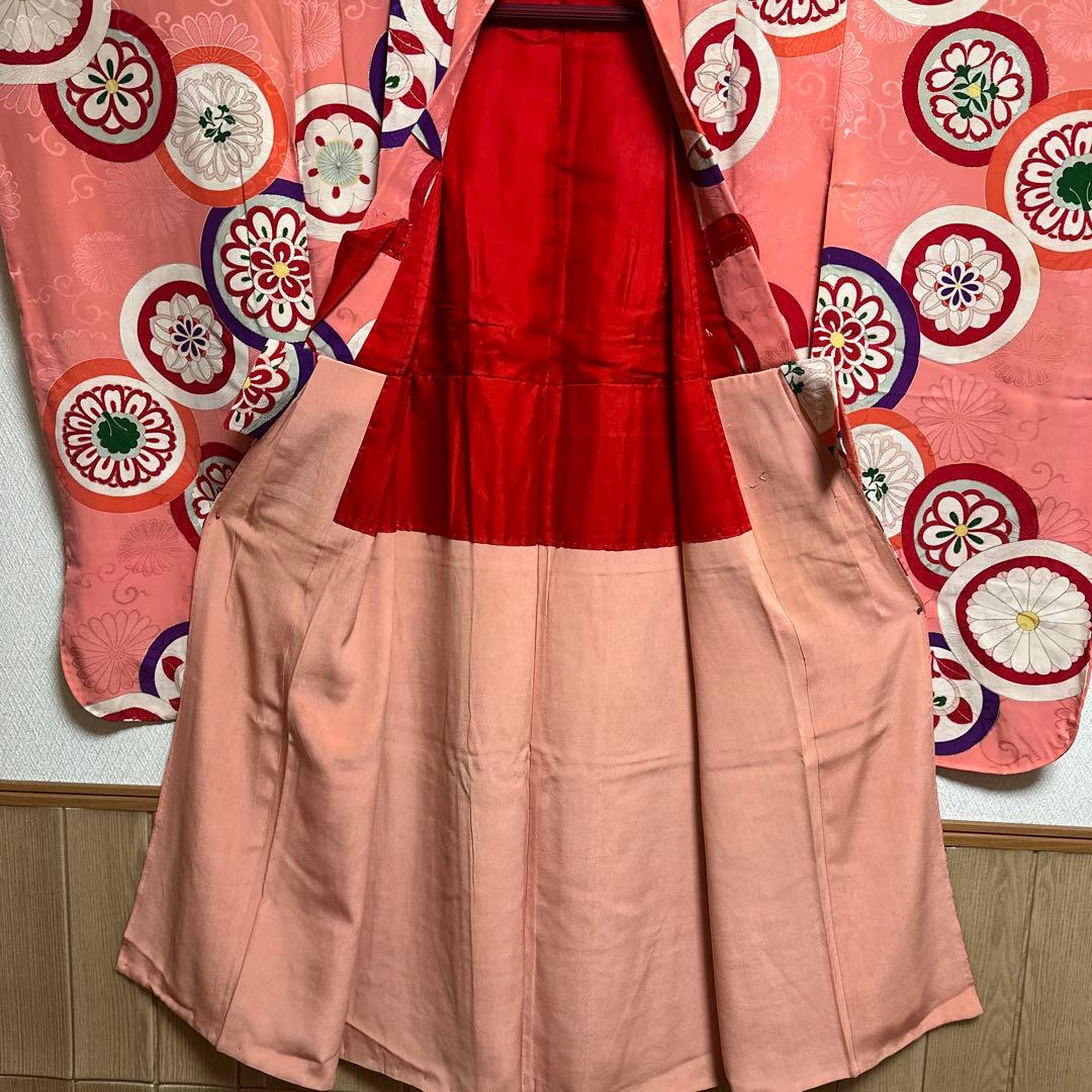 七五三　7歳　アンティーク正絹着物　正絹袋帯　長襦袢　小物セット