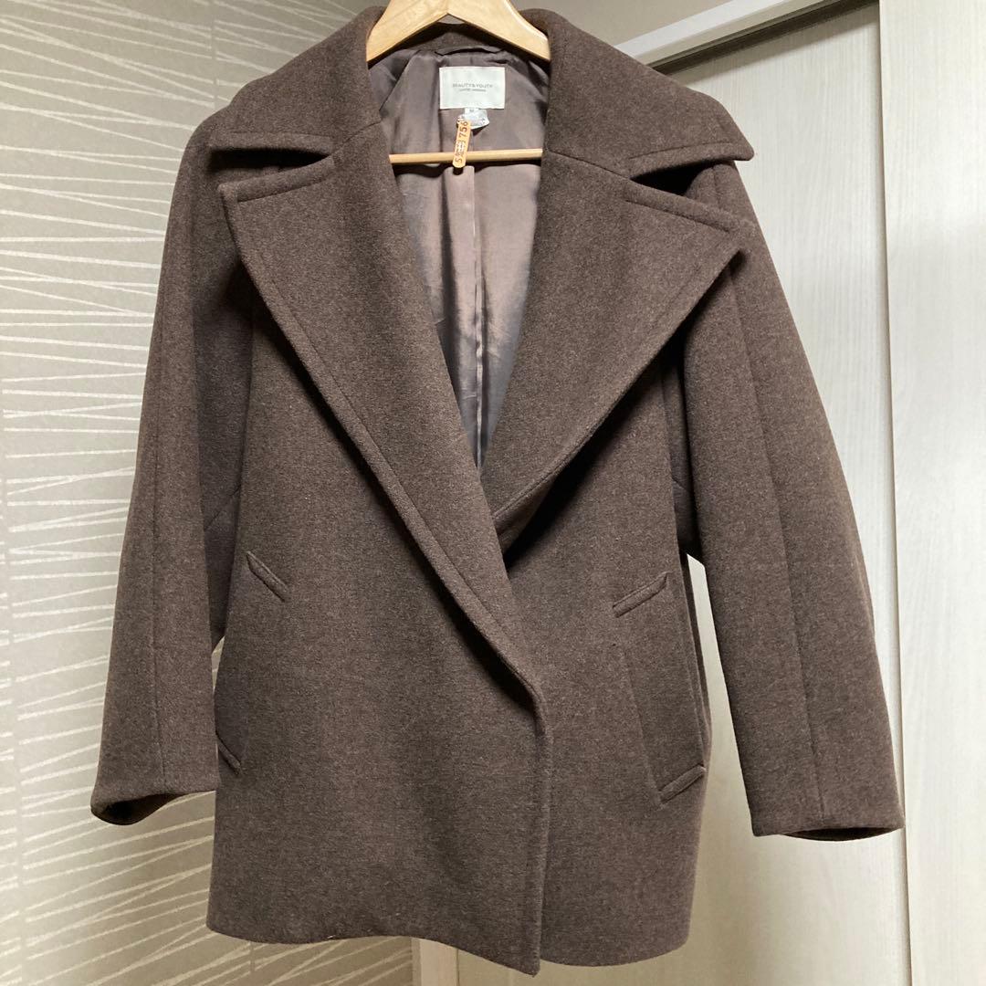BEAUTY&YOUTH ダブルブレストコート M ブラウン　美品　ミドル　茶