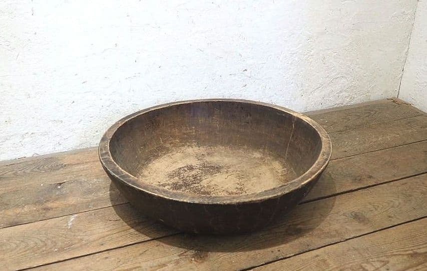 1349 W62cm レトロなこね鉢　捏ね鉢　蕎麦打ち　うどん　古道具　木皿