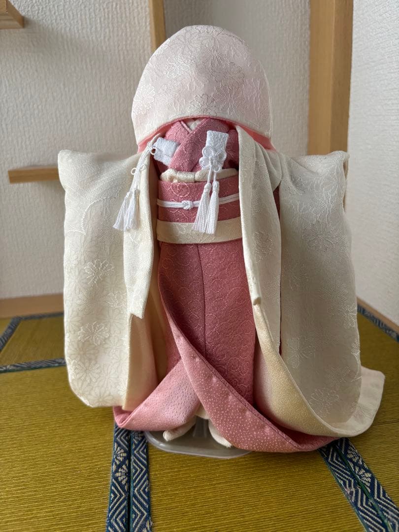 22cmドール 花嫁衣装　桃色×白無垢　正絹