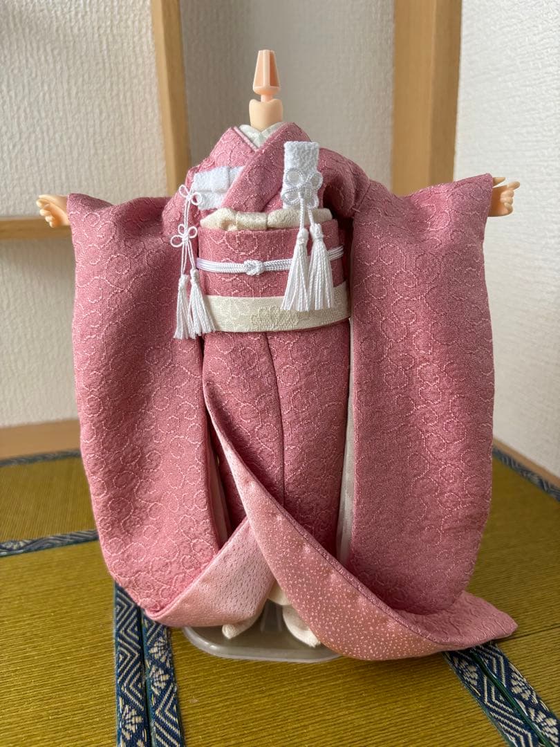 22cmドール 花嫁衣装　桃色×白無垢　正絹