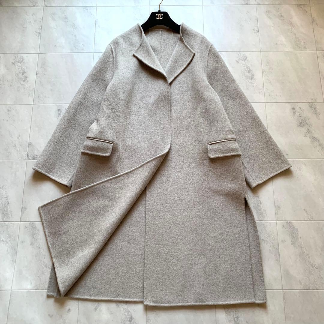 美品♡2021AW プラージュ ハミルトンノーカラーコート ダブルフェイス 38