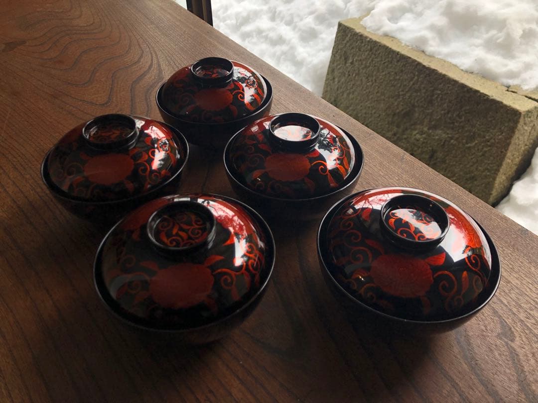 専用！極上白檀塗の美しいお椀5点（検京塗平安象彦蒔絵椀懐石椀