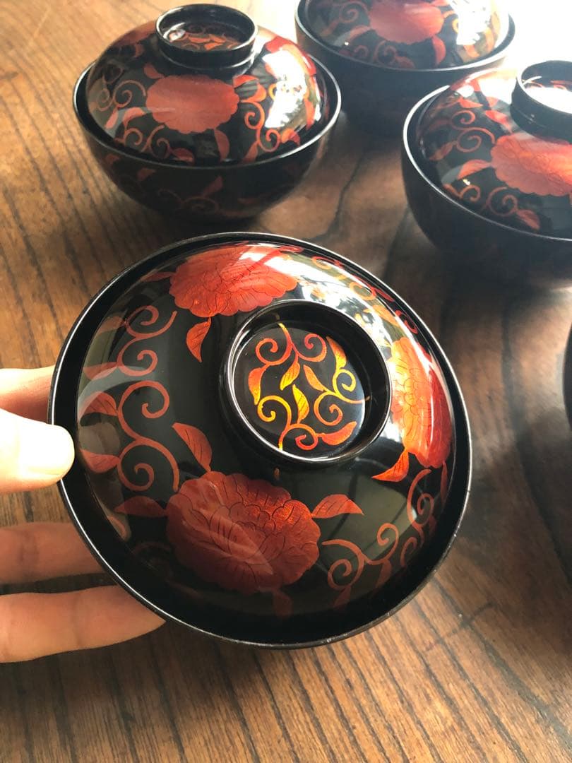 専用！極上白檀塗の美しいお椀5点（検京塗平安象彦蒔絵椀懐石椀