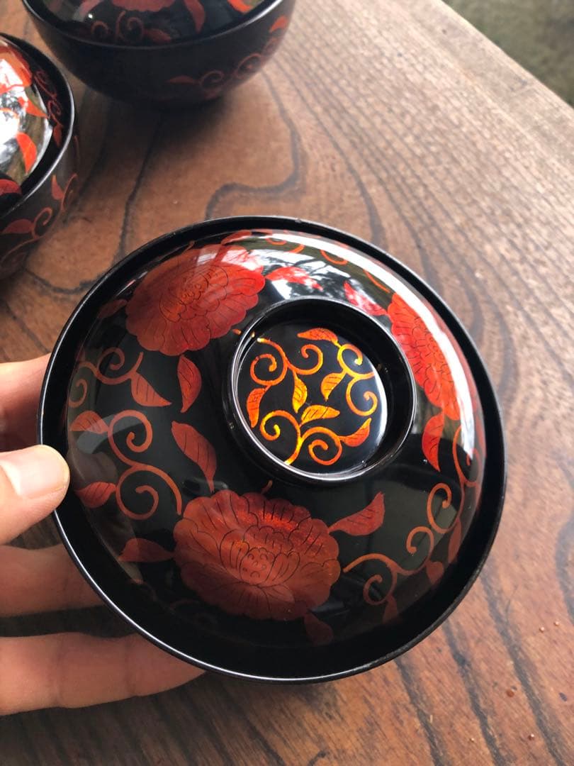 専用！極上白檀塗の美しいお椀5点（検京塗平安象彦蒔絵椀懐石椀