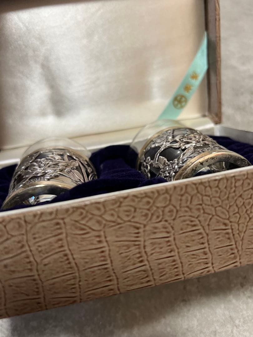 銀製 装飾 グラス 大丸謹製 箱付き 銀細工