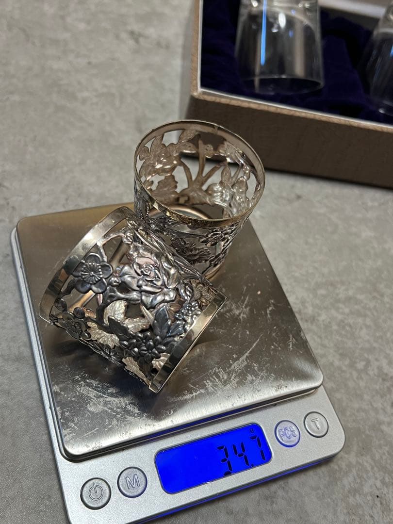 銀製 装飾 グラス 大丸謹製 箱付き 銀細工