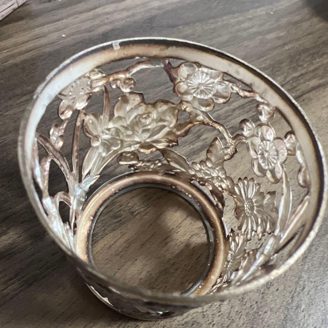 銀製 装飾 グラス 大丸謹製 箱付き 銀細工